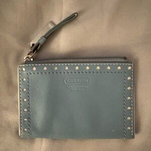 Coach Blue Leather Keychain Pouch